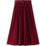 Midi jupe plisse femme taille lastique avec ceinture longue taille haute en forme de a line jupe casual ...