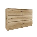 Milan - commode contemporaine 6 tiroirs chambre / salon / bureau - 30x120x77 cm - style scandinave - ...
