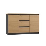 Milena - commode 2 portes + 3 tiroirs - dimensions : 75x120x40 - meuble de rangement - buffet