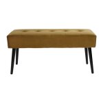 Miliboo - banc design capitonn� en tissu velours bronze et m�tal noir l96 cm guesta