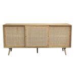 Miliboo - buffet en bois manguier massif et cannage rotin 3 portes coulissantes l180 cm acange