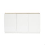 Miliboo - buffet design blanc laqu brillant et bois clair 3 portes l155 cm nelio