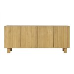 Miliboo - buffet design en bois clair ch�ne massif grav� 4 portes l180 cm goshi