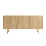 Miliboo - buffet design grav� finition bois clair ch�ne et m�tal dor� 3 portes l160 cm ozen