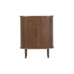 Miliboo - buffet haut vintage avec portes coulissantes bois fonc� noyer l70 cm epic