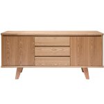 Miliboo - buffet scandinave en bois clair 2 portes 3 tiroirs l160 cm fifties