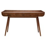 Miliboo - bureau avec rangements 3 tiroirs vintage bois fonc noyer l132 cm hallen