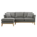 Miliboo - canap� dangle gauche d�houssable scandinave 3 - 4 places en tissu gris clair et bois clair ...