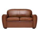 Miliboo - canap cuir vintage 2 places marron et bois noir club