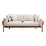 Miliboo - canap� scandinave d�houssable 3 places en tissu blanc cr�me et bois clair kyo