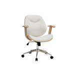 Miliboo - chaise de bureau à roulettes design blanc bois clair et acier chromé yorke Miliboo - chaise de bureau à roulettes design blanc bois clair et acier chromé yorke