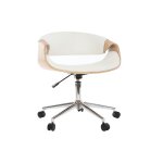 Miliboo - chaise de bureau � roulettes design blanc bois clair et acier chrom� aramis