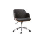 Miliboo - chaise de bureau � roulettes design noir bois fonc� noyer et acier chrom� sandro