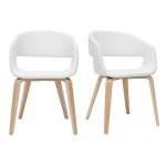 Miliboo - chaises design blanc et bois clair (lot de 2) slam