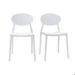 Miliboo - chaises design empilables blanches int�rieur - ext�rieur (lot de 2) anna
