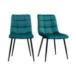 Miliboo - chaises design en tissu velours bleu canard et m�tal noir (lot de 2) maxwell