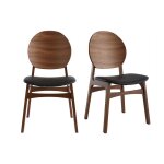 Miliboo - chaises noires et bois foncé (lot de 2) elton Miliboo - chaises noires et bois foncé (lot de 2) elton