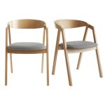 Miliboo - chaises scandinaves empilables en bois clair chne et tissu gris (lot de 2) lova
