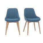 Miliboo - chaises scandinaves en tissu bleu canard et bois clair massif (lot de 2) holo