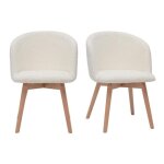 Miliboo - chaises scandinaves en tissu effet laine boucl�e blanc cass� et bois clair massif (lot de 2) ...