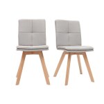 Miliboo - chaises scandinaves en tissu beige et bois clair (lot de 2) thea