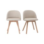 Miliboo - chaises scandinaves en tissu naturel et bois clair massif (lot de 2) celeste
