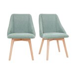 Miliboo - chaises scandinaves en tissu effet velours textur� vert c�ladon et bois clair (lot de 2) higgins ...