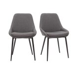 Miliboo - chaises design en tissu gris et m�tal noir (lot de 2) holo
