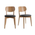 Miliboo - chaises vintage en bois clair chêne et noir (lot de 2) lucia Miliboo - chaises vintage en bois clair chêne et noir (lot de 2) lucia