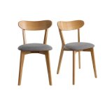 Miliboo - chaises vintage en bois clair ch�ne et tissu gris (lot de 2) dove