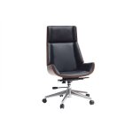 Miliboo - fauteuil de bureau de direction design noir bois fonc� noyer et acier chrom� curved