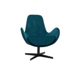 Miliboo - fauteuil pivotant design en tissu velours bleu canard et m�tal noir andy