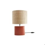 Miliboo - lampe  poser en cramique terracotta mat et abat - jour en raphia naturel h40 cm tiga
