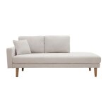 Miliboo - mridienne scandinave en tissu effet velours textur beige et bois clair bertille