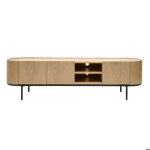 Miliboo - meuble tv design bois clair et mtal noir avec rangements l180 cm skye
