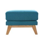 Miliboo - pouf repose - pieds d�houssable scandinave en tissu bleu canard et bois clair oslo