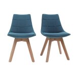 Miliboo - chaises scandinaves en tissu bleu canard et bois clair (lot de 2) matilde