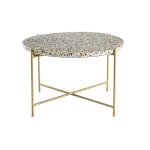 Miliboo - table basse ronde design en terrazzo et m�tal dor� d55 cm mezzo