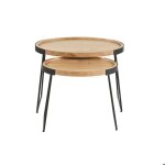 Miliboo - tables basses gigognes bois massif et m�tal noir (lot de 2) elavo