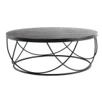 Miliboo - table basse ronde bois noir et m�tal noir d80 cm lace