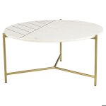 Miliboo - table basse ronde design en marbre blanc et laiton d90 cm sillon