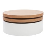 Miliboo - table basse ronde avec plateaux pivotants et rangement blanc et bois clair chne d80 cm icon ...