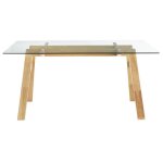 Miliboo - table � manger design en verre transparent et bois clair l160 cm bacco