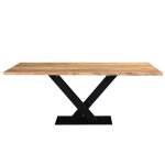 Miliboo - table � manger rectangulaire industrielle en bois massif et m�tal noir l200 cm valley
