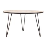 Miliboo - table  manger ronde industrielle bois manguier massif et mtal d125 cm atelier