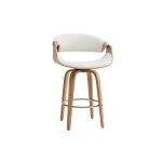Miliboo - tabouret de bar design blanc et bois clair 68 cm aramis