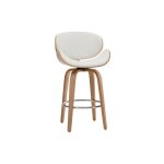 Miliboo - tabouret de bar pivotant blanc et bois clair 65 cm pivotant 360� walnut