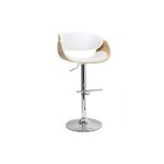 Miliboo - tabouret de bar design r�glable blanc et bois clair bent