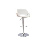 Miliboo - tabouret de bar design r�glable pivotant 360� blanc et bois clair clash