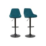 Miliboo - tabourets de bar design r�glables velours bleu p�trole (lot de 2) holo